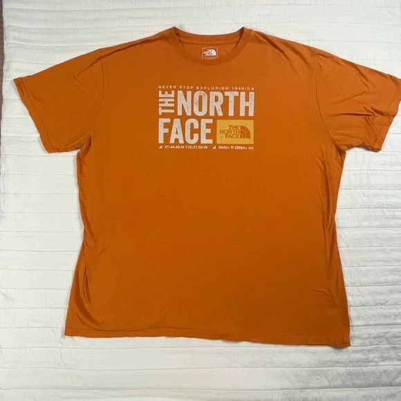 The North Face Logo Orange Tee 100% Cotton Men’s XXl - Picture 3 of 7